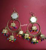 Oxidized Mirror Jhumka Earrings