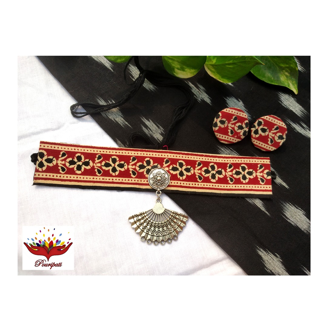 IMG-20211129-WA0084 - Shreyasi Sadhukhan AJRAKH CHOKER SET - Image 1