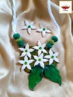 Nature's Whisper: Tagar & Leaf Clay Necklace Set – Handmade Jewellery - Image 2