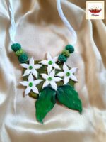 Nature's Whisper: Tagar & Leaf Clay Necklace Set – Handmade Jewellery - Image 4