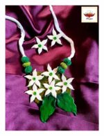 Nature's Whisper: Tagar & Leaf Clay Necklace Set – Handmade Jewellery
