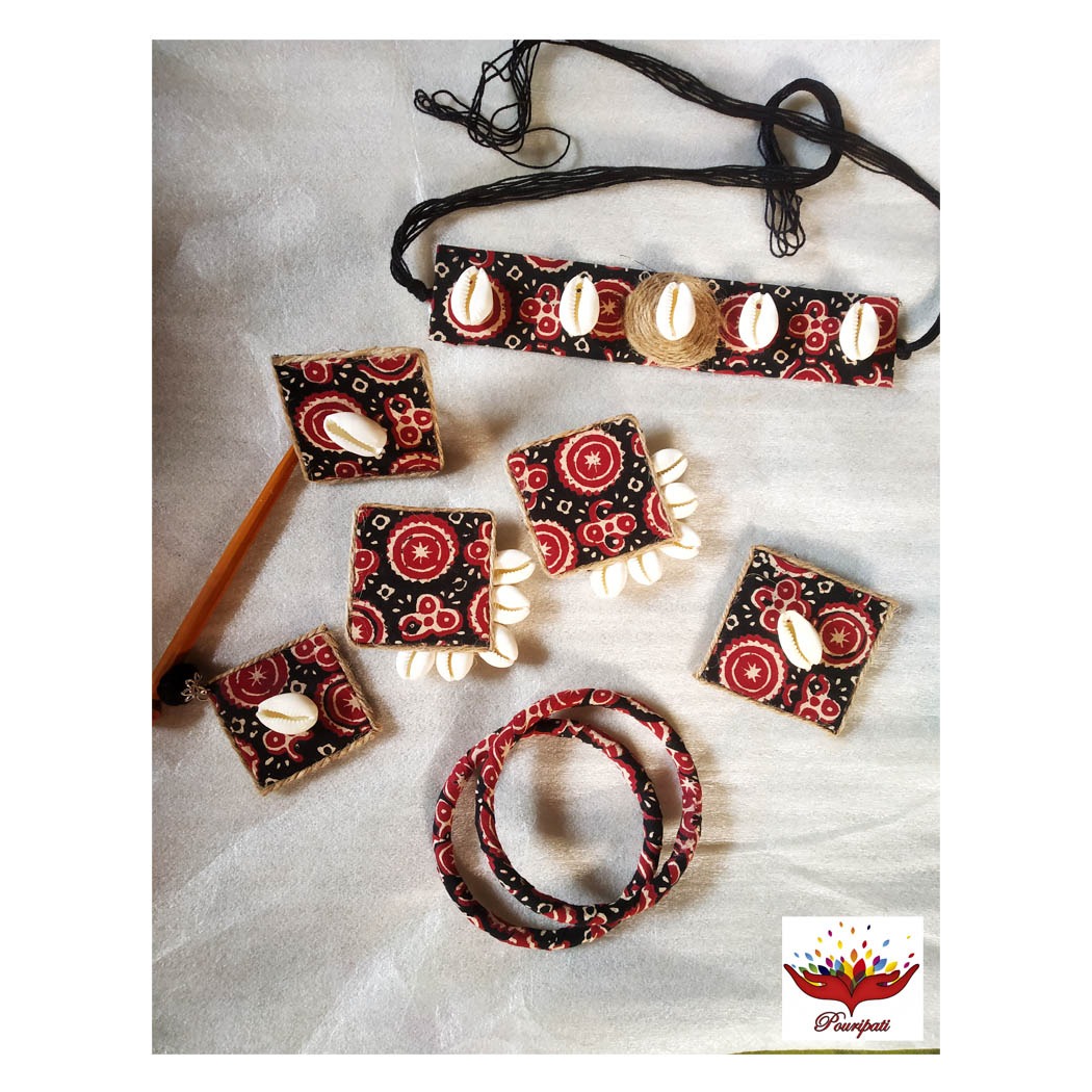 IMG-20220302-WA0133 - Shreyasi Sadhukhan Ajrakh Choker Combo - Image 1