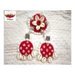 Oxidized Fabric Shell Earrings-Ring Combo