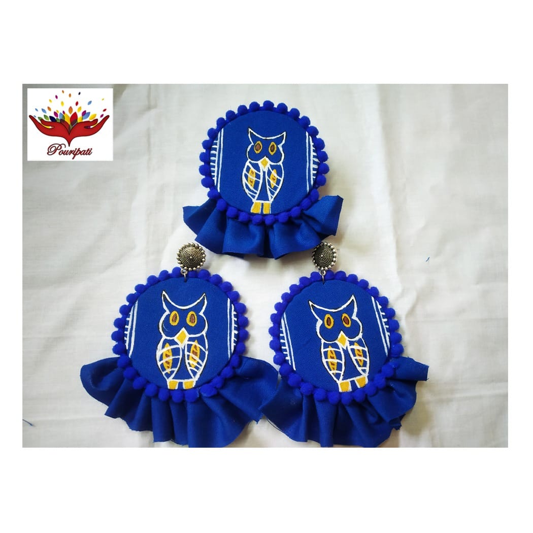 WhatsApp Image 2023-11-16 at 9.39.26 PM (3) Owl Fabric Earring-Ring Combo - Image 1