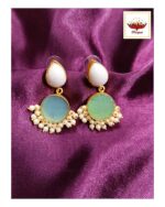 Golden Brass Natural Stone Pearl Earrings