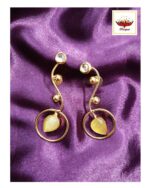 Dangle Golden Brass Stone Earrings