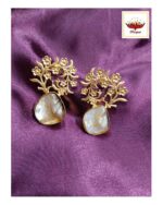 Classic Golden Brass MOP Floral Earrings