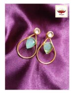 Dangle Golden Brass Drop Stone Earrings