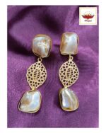 Classy Golden Brass MOP Layered Earrings