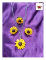 Sunflower Haldi Necklace Ring Set