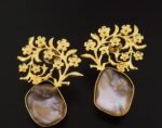 Classic Golden Brass MOP Floral Earrings - Image 3