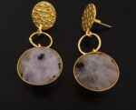 Elegant Golden Brass Dangle Earrings - Image 3