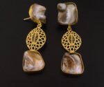 Classy Golden Brass MOP Layered Earrings - Image 3