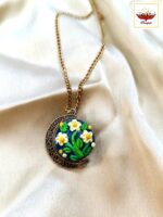 Classy Floral Antique Bazel Dual Pendant - Image 2