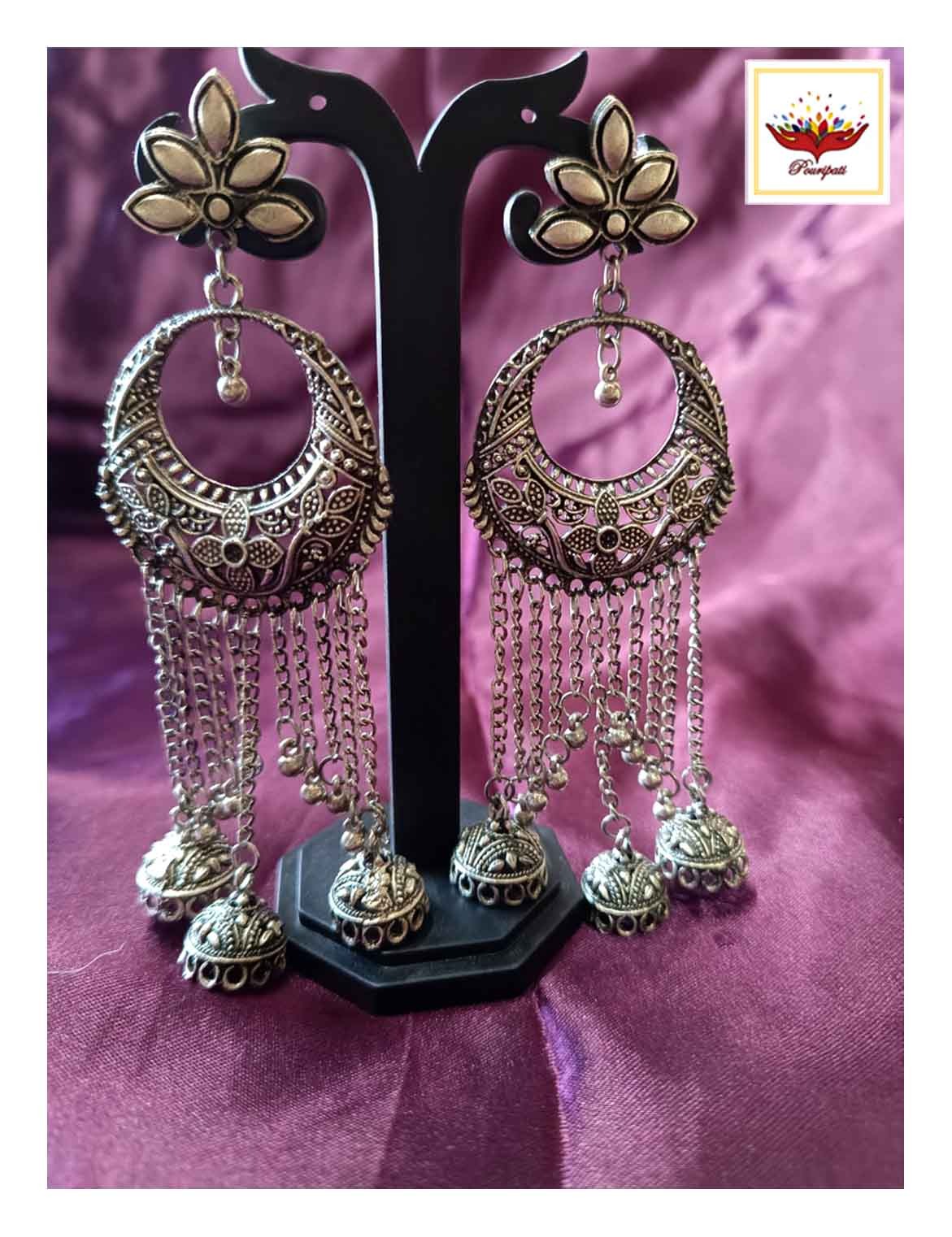 WhatsApp Image 2023-12-20 at 11.29.28 PM (12) Oxidized Long Jhumka Earring - Image 1