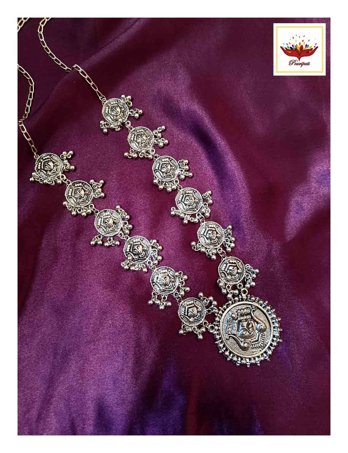 WhatsApp Image 2023-12-20 at 11.29.28 PM (3) Oxidized Durga Necklace Set - Image 4