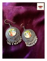 Oxidized Minakari Radha-Krishna Earrings
