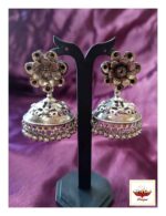 Oxidized Floral Jhumka Earrings