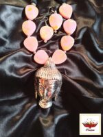 Artisan Buddha Head Charm Necklace with Serene Pink Hues - Spiritual Boho Jewellery