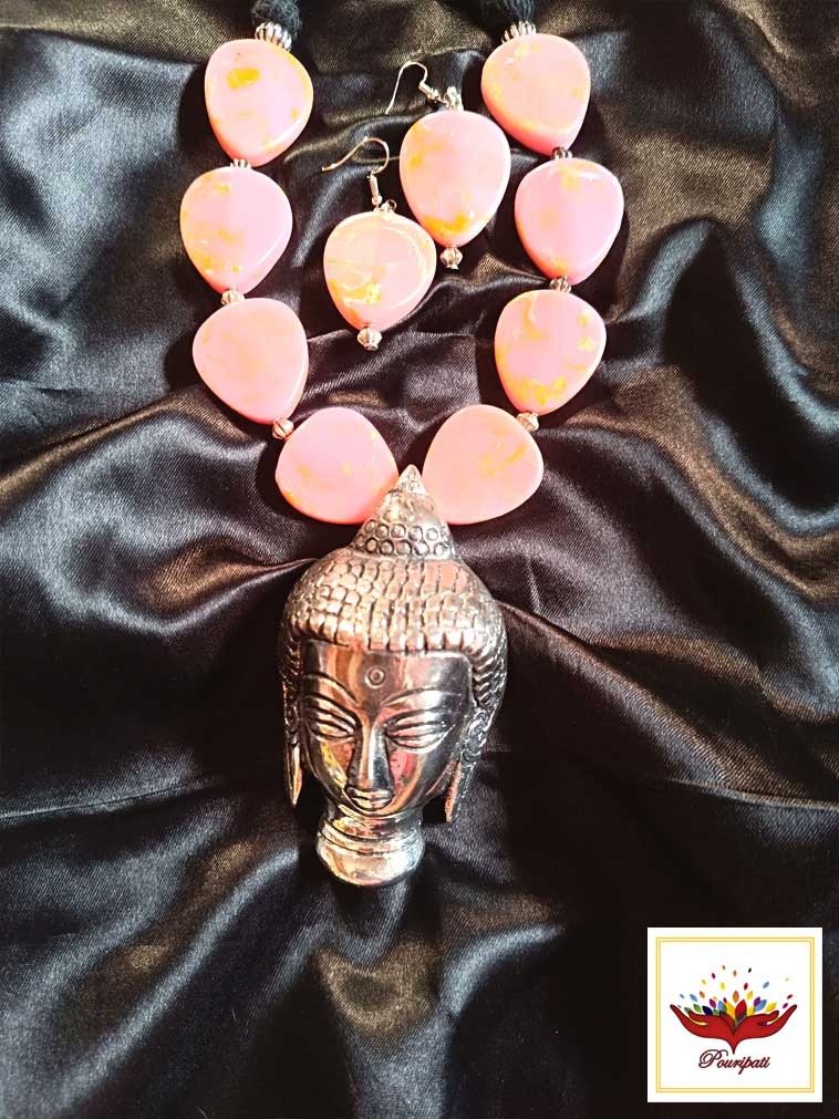 WhatsApp Image 2025-05-19 at 1.08.46 PM Artisan Buddha Head Charm Necklace with Serene Pink Hues - Spiritual Boho Jewellery - Image 1