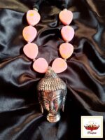 Artisan Buddha Head Charm Necklace with Serene Pink Hues - Spiritual Boho Jewellery - Image 4