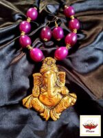 Statement Ganesha Pendant Necklace with Royal Purple Beads – Ethnic Divine Jewellery