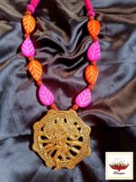 Handcrafted Nataraja Pendant Necklace with Vibrant Leaf Beads – Folk Fusion Jewellery - Image 4