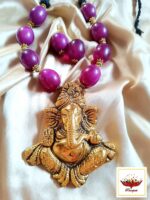 Statement Ganesha Pendant Necklace with Royal Purple Beads – Ethnic Divine Jewellery - Image 2