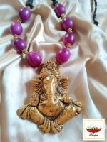 Statement Ganesha Pendant Necklace with Royal Purple Beads – Ethnic Divine Jewellery - Image 4