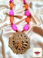Handcrafted Nataraja Pendant Necklace with Vibrant Leaf Beads – Folk Fusion Jewellery - Image 5
