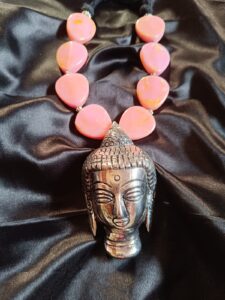 Artisan Buddha Head Charm Necklace with Serene Pink Hues - Spiritual Boho Jewellery - Image 7