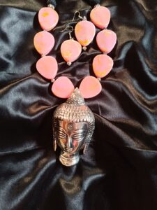 Artisan Buddha Head Charm Necklace with Serene Pink Hues - Spiritual Boho Jewellery - Image 6