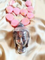 Artisan Buddha Head Charm Necklace with Serene Pink Hues - Spiritual Boho Jewellery - Image 8