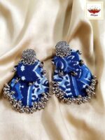 Boho Chic Indigo Dangle Earrings with Silver Tones Earrings