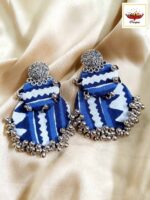 Ethnic Indian Style Indigo Blue Earrings with Ghungroo Drop Earrings