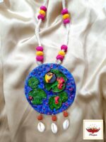 Divine Serenity: Artisan Handcrafted Durga Maa & Lotus Pond Clay Necklace – Ethnic Indian Jewellery - Image 4