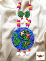 Divine Serenity: Artisan Handcrafted Durga Maa & Lotus Pond Clay Necklace – Ethnic Indian Jewellery