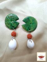 Divine Serenity: Artisan Handcrafted Durga Maa & Lotus Pond Clay Necklace – Ethnic Indian Jewellery - Image 3