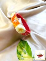 Exquisite White Flower & Red Handcrafted Clay Necklace & Bangle Set - Image 3