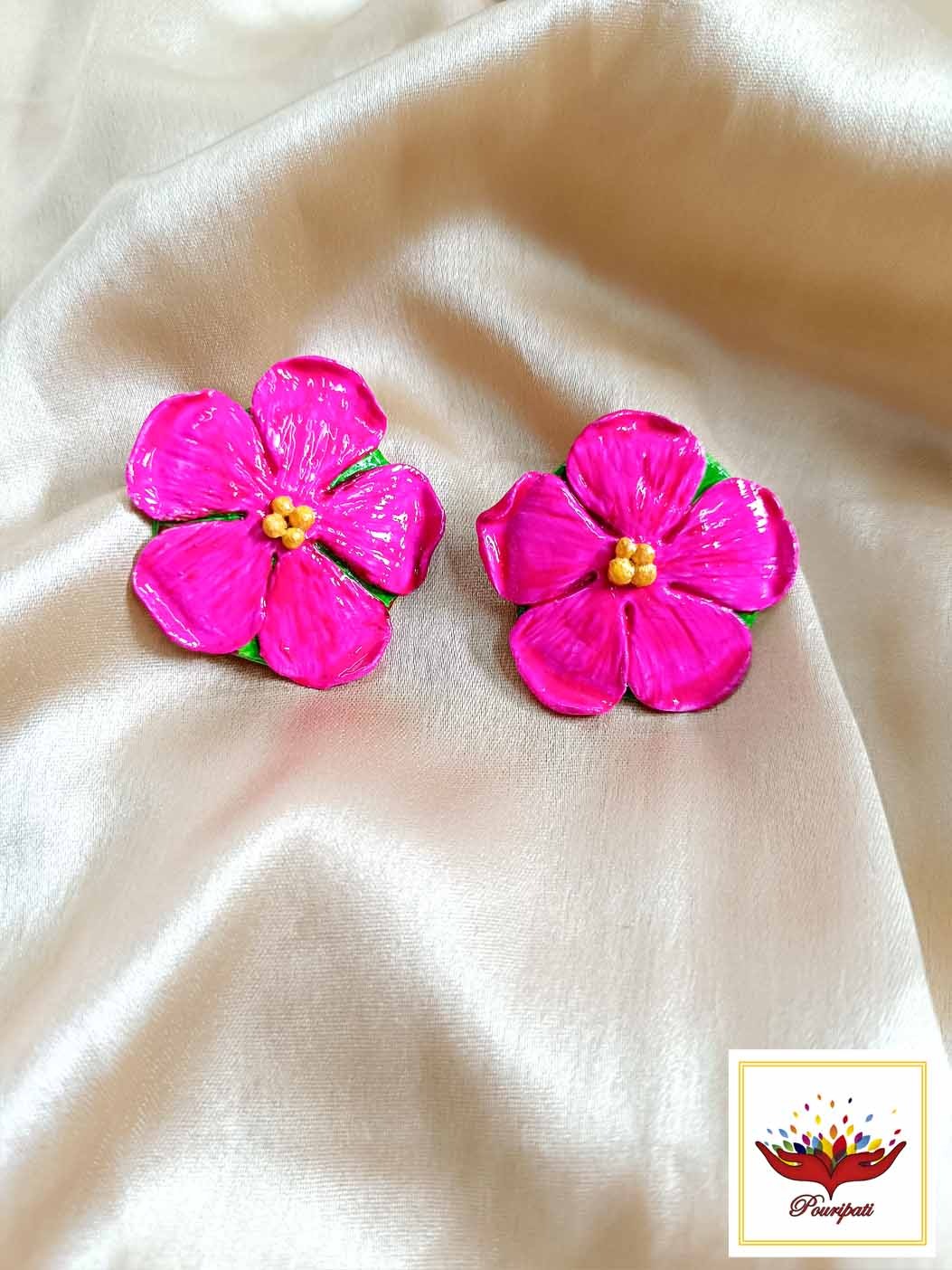 WhatsApp Image 2025-07-31 at 1.22.42 PM (1) "Tropical Bloom" Pink Flower Clay Jewellery Set - Eye-Catching & Unique Handmade Jewellery - Image 3