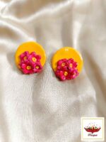 "Sunshine Bloom" Pink Floral Clay Choker Set - Vibrant & Unique Handcrafted Jewellery - Image 3