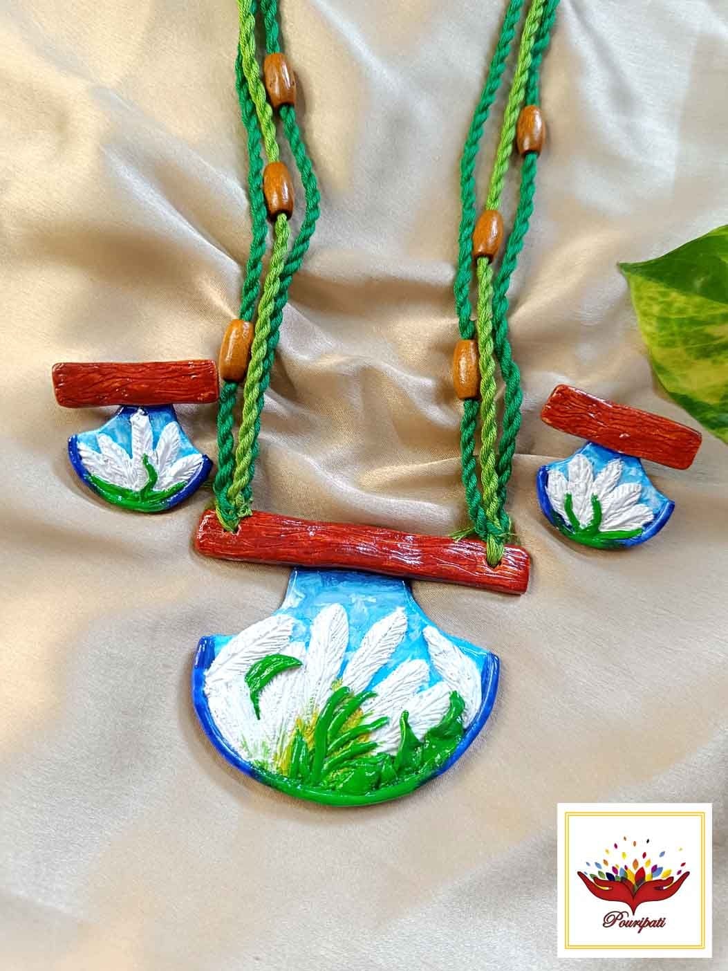 WhatsApp Image 2025-07-31 at 9.02.28 PM Kaashphool Clay Necklace Set with Earrings – Handmade Jewellery - Image 1
