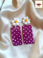 Polka Dot Daisy Clay Earrings - Handcrafted Statement Jewellery - Image 4