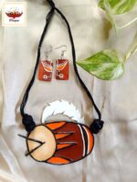 Dhak and Durga Clay Necklace Set– Handmade Jewellery