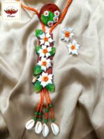 Handcrafted Siuli Flower & Leaf Clay Jewellery Set with Cowrie Shells - Artisanal Clay Necklace Set - Image 5