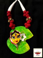 Handcrafted Clay Durga Face Leaf Jewellery Set - Artisanal Clay Necklace Set - Image 4