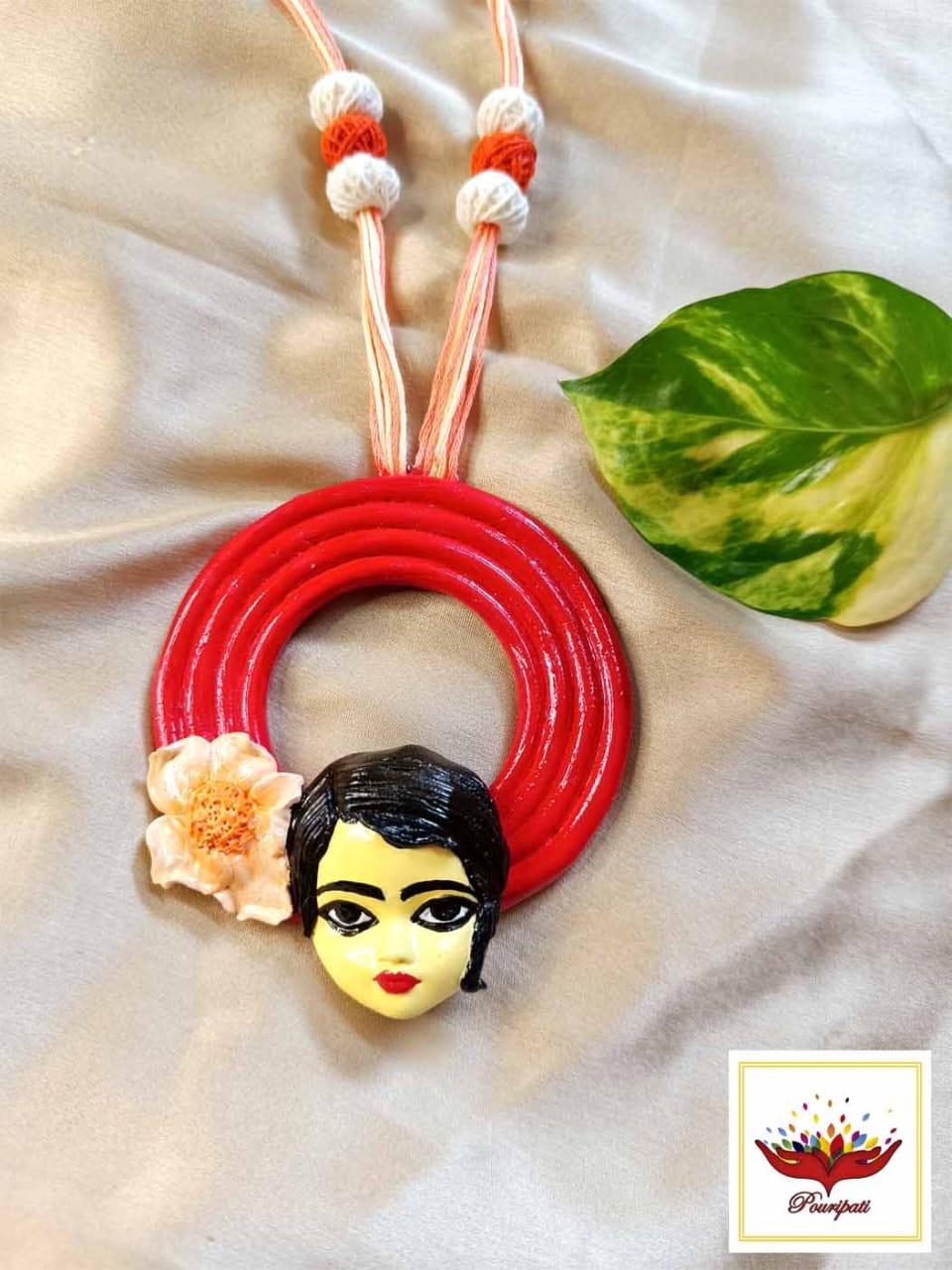 WhatsApp Image 2025-09-11 at 11.45.11 AM (1) "Sundari" Handcrafted Clay Jewellery Set with a Floral Motif – Artistic Designer Jewellery - Image 4