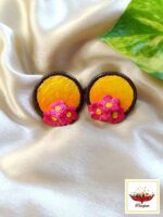 Golden Bloom: Clay Necklace and Earring Set – Artistic Designer Jewellery - Image 3