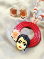 "Sundari" Handcrafted Clay Jewellery Set with a Floral Motif – Artistic Designer Jewellery - Image 5