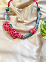 Scarlet Blossom: Rustic Clay Necklace – Handcrafted Necklace Set - Image 3